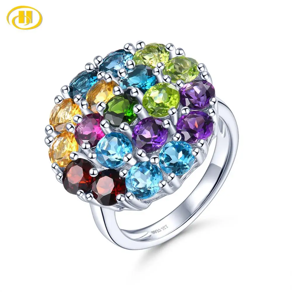 

Natural Colorful Gemstone 925 Sterling Silver Rings Natural Gemstone Colorful Elegant Style Fine Jewelry Women Wedding Rings