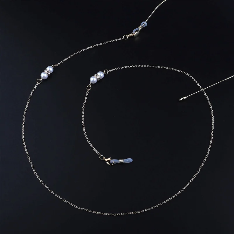 

Pearl Laminated Metal Sunglasses Glasses Chain For Women's Strap Hang Spectacle Cord Holder Lanyards Luxury Fashion 2021 New
