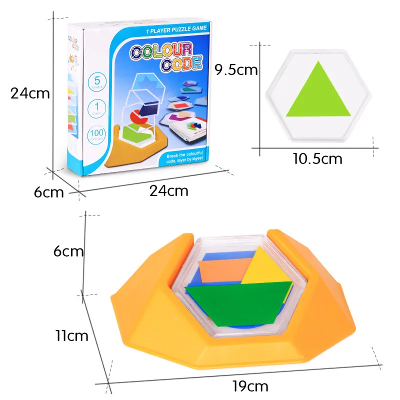 

Child100 Challenge Color Code Puzzle Games Tangram Jigsaw Board Puzzle Toy Kids Develop Logic Spatial Reasoning Skills Toy Gift