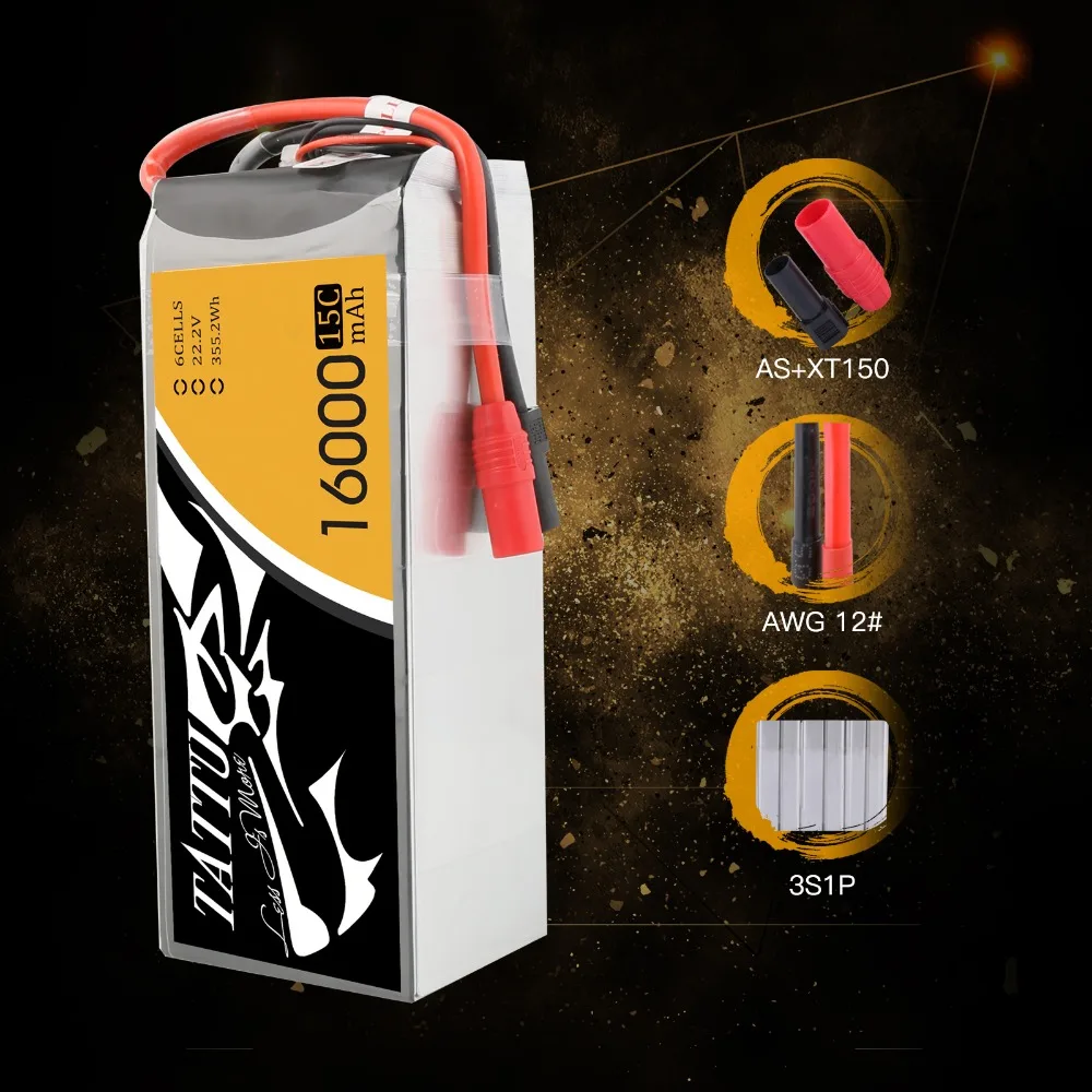Аккумулятор LIPO TATTU 6S 22 2 в 16000 мАч 15C Max 30C для радиоуправляемого дрона|Детали и
