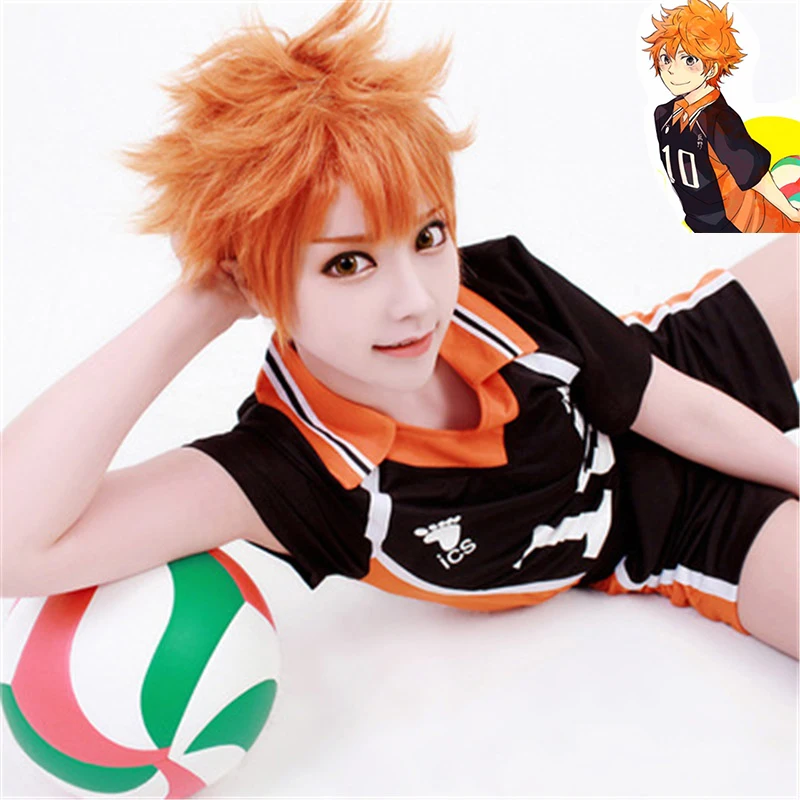 Аниме Haikyuu! Shoyo Хината парик для косплея короткий костюм апельсина играть