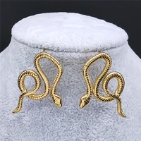 2022 fashion stainless steel big snak stud earrings for women gold color earrings jewelry boucle doreille femme exs03