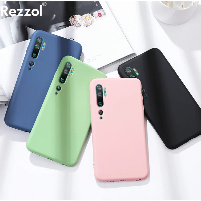 Rezzol жидкий силиконовый мягкий чехол для Xiaomi Mi Note 10 CC9 Pro Чехол телефона детская