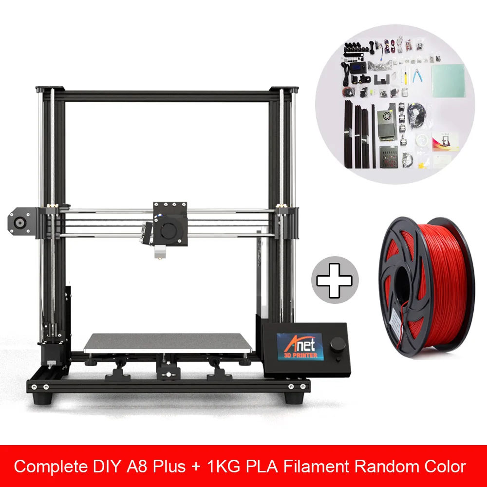Full DIY and 1KG PLA Анет большой размер печати A8 плюс 3d принтер DIY стол 3D FDM принтер с 8 Гб Micro SD карта USB разъем простая сборка - Цвет: Full DIY and 1KG PLA