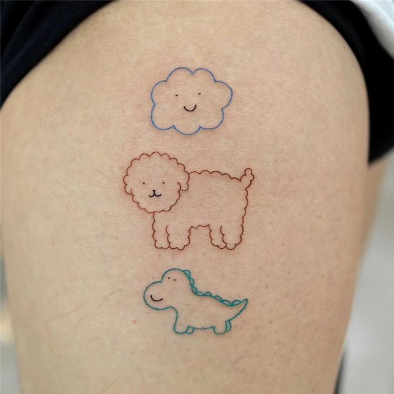 

Waterproof Temporary Tattoo Sticker Small Cloud Dog Dinosaur on Finger Ear Arm Tatto Flash Tatoo Fake Tattoos for Girl Women Men