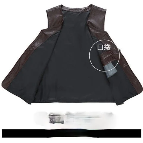 

New Genuine Leather Vest for Middle-Aged and Elderly Autumn and Winter Thin Dad Wear Warm Whole Leather Waistcoat Vest