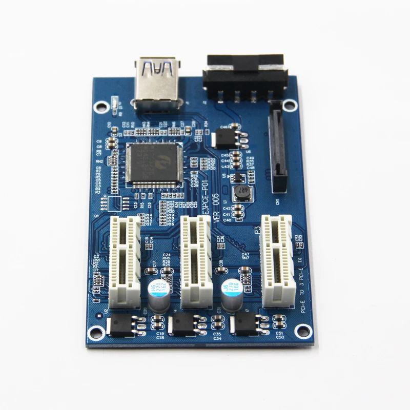 3 в 1 PCI Express E 1X Слоты Riser Card PCI-E до адаптер расширения 2 Слойная плата PCB + 60 см USB 0