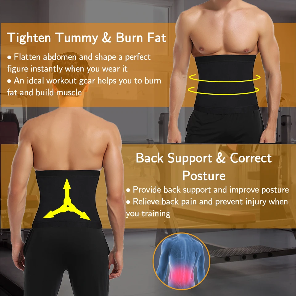Men Slimming Body Shaper Sauna Sweat Belt Waist Trainer Corsets Belly Band Sport Girdle Modeling Straps Stomach Wraps Fat Burner