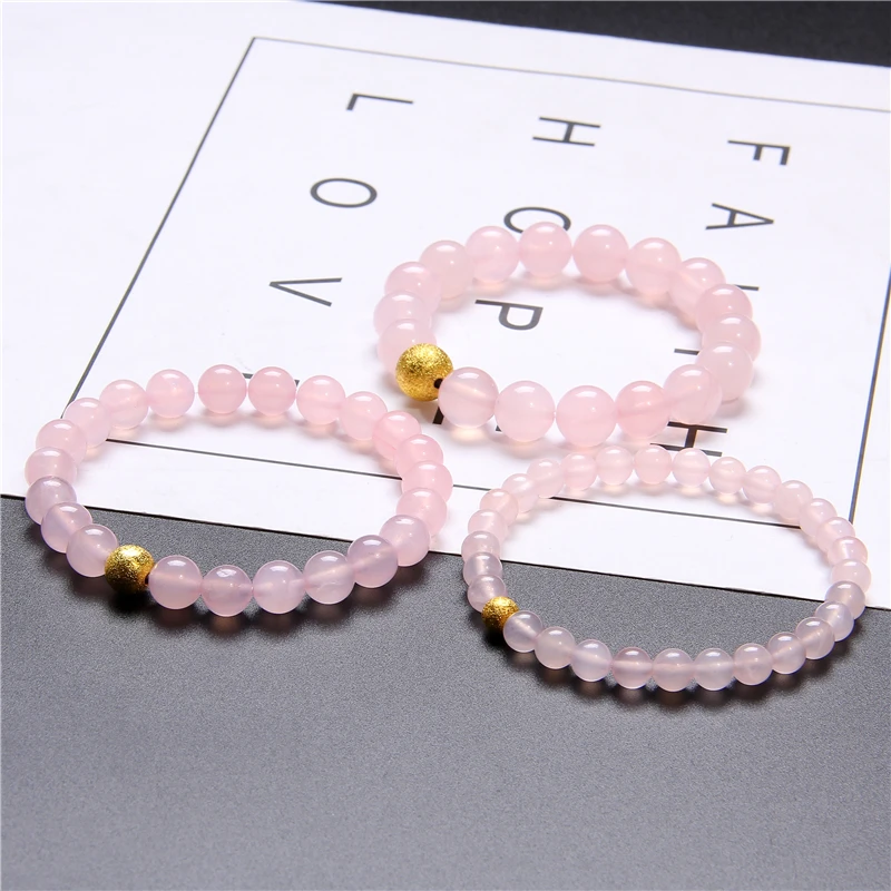 6 8 10mm Reiki Genuine Natural Rose Pink Powder Crystal Quartz Bracelet Handmade Charm Jewelry for Women Gift | Украшения и