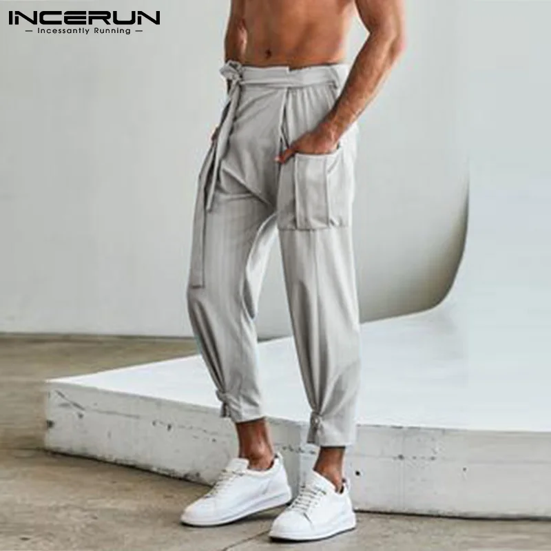 Модные Дизайнерские мужские длинные брюки INCERUN Повседневная Уличная одежда