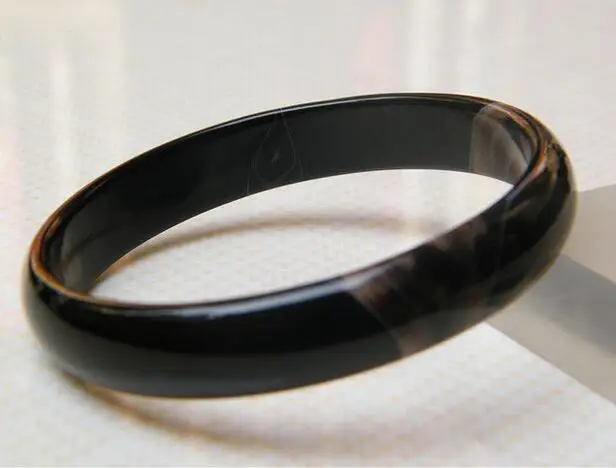 

Nouveau 100% BRACELET en pierre d'onyx noir de qualit de CERTIFICATION naturelle 70.5 MM