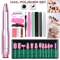 nail gel polish set cordless rechargeable nail drill kit manicure pen with polishing file cuticle pusher diy nail all in one kit