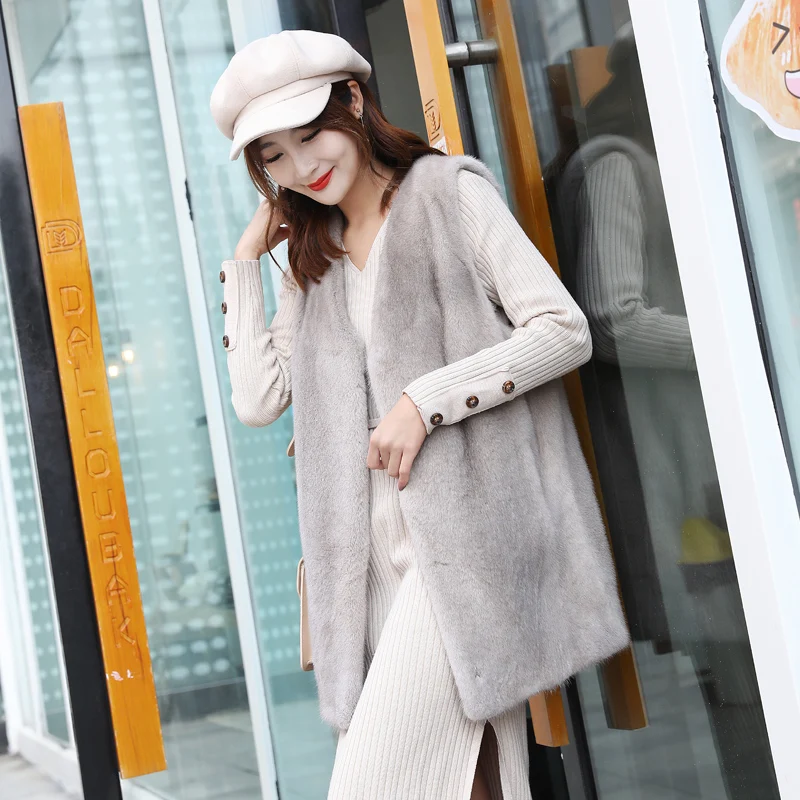 Silver blue color Новое Женское подлинное натуральное пальто из меха норки - Цвет: Silver blue color