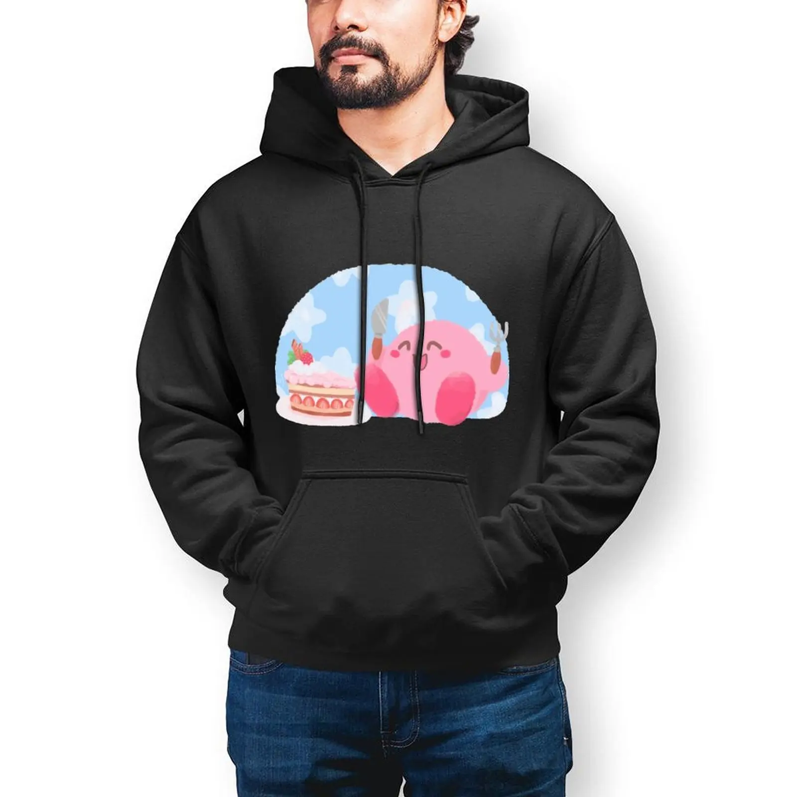 

Strawberry Hoodie Popular Long Cotton Hoodies Mens Autumn Loose Pullover Hoodie XXL