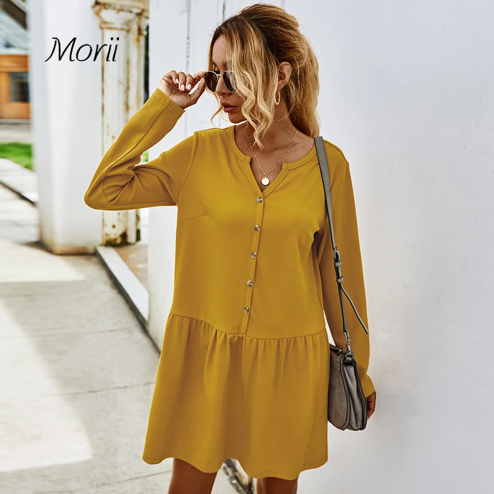 

Женское трикотажное платье с длинным рукавом, с V-образным вырезом