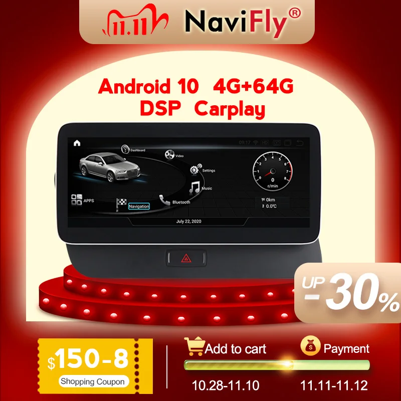 NaviFly Qualcomm Snapdragon 625 Android 10 0 Carplay автомобильный мультимедийный плеер навигация gps для