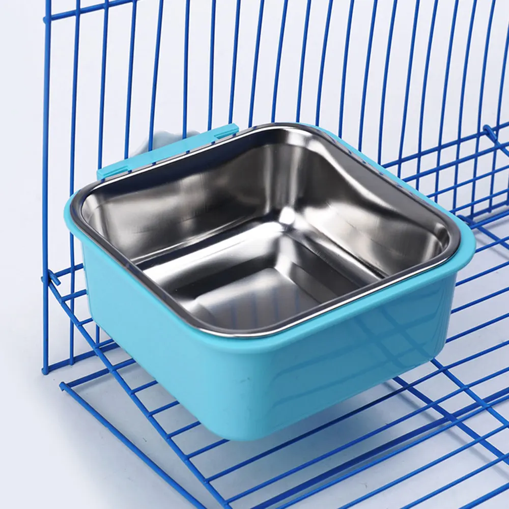 

Practical and Durable Pet Feeding Bowl Fixed Hanging Cage Non-slip Stainless Steel Food Container Portable Pet Bowl