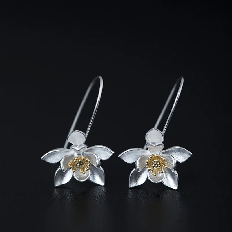 

Femininity retro literary lotus earrings ancient style ethnic ear hooks
