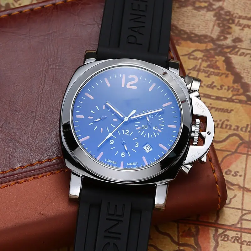 

2021 AAA Luminor Mens Watches Top Brand Luxury Sport Chronograph Silicone Strap Stainless Steel Quartz Business Men Wristwatch