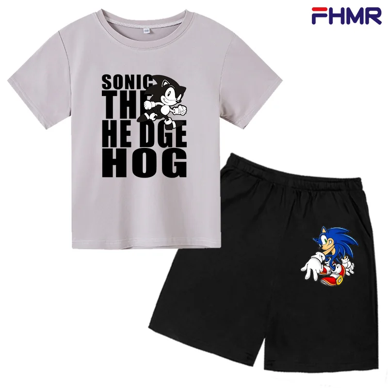 

Летние sonic с короткими рукавами для детей, комплект одежды для маленьких девочек и мальчиков, Комплект комплекты одежды для мальчиков футбо...