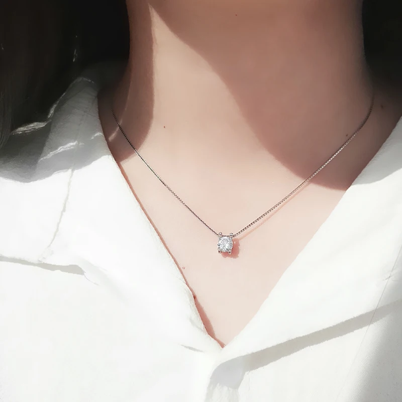 Женское Ожерелье с кулоном из серебра 925 пробы фианитом | Украшения и аксессуары