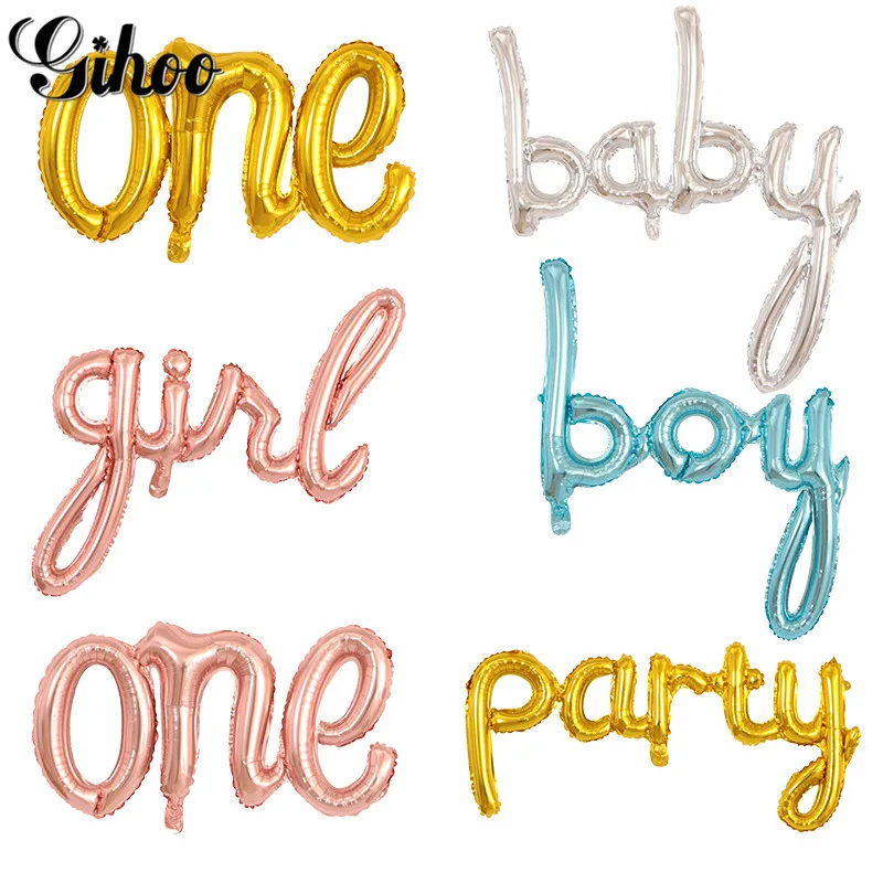 

1pc Rose Gold Link One Boy Girl Hello Baby Letter Foil Balloons Kid's 1st Birthday Party Decorations Baby Shower Supplies Toys