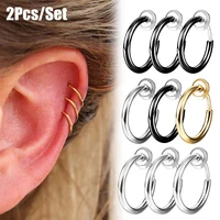 2pcs punk mens womens stealth clip on earrings no hole clip earrings ear cuff spring clip helix ring hoop fake ear ring hoop