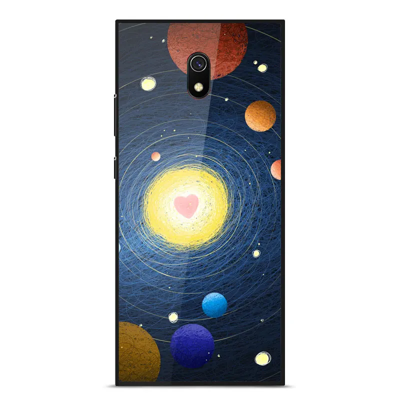 

Tempered glass Case For RedMi 8A Fashion Painted Soft Silicone Frame shockproof Back Cover For RedMi 8A Phone Cover 6.22 inch