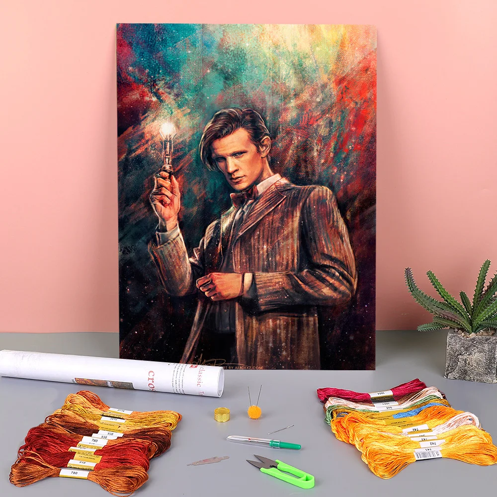 Ткань с портретной печатью 11CT Вышивка крестом полный комплект DIY DMC нитки