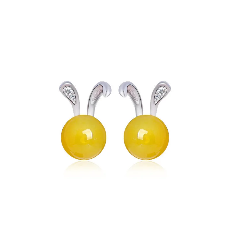 Женские серьги гвоздики из серебра 925 пробы с кроличьими ушками|Серьги-гвоздики| |