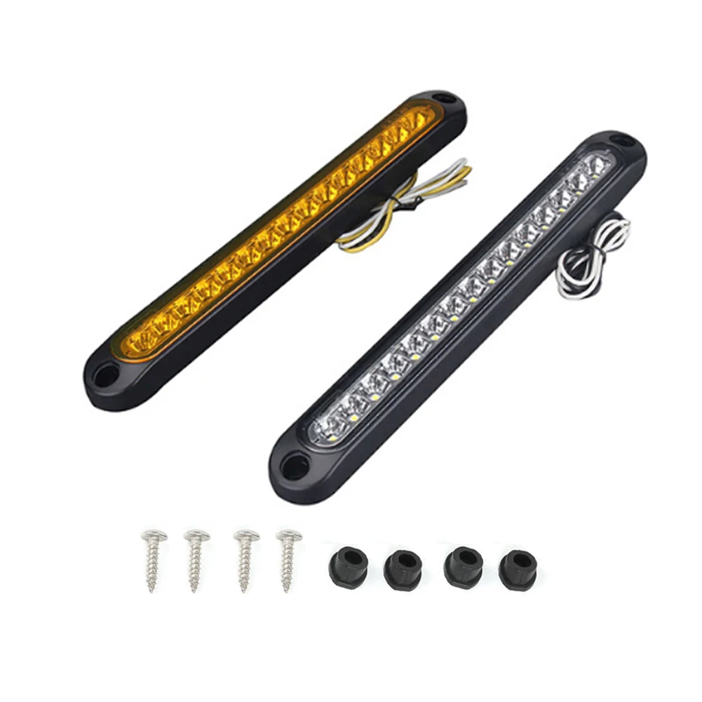 

2Pcs LED Taillight 12-30V High Mount Stop Lamp 15LED Third Brake Light Amber Car Truck Light Bar Brake Turn Signal Stop Light