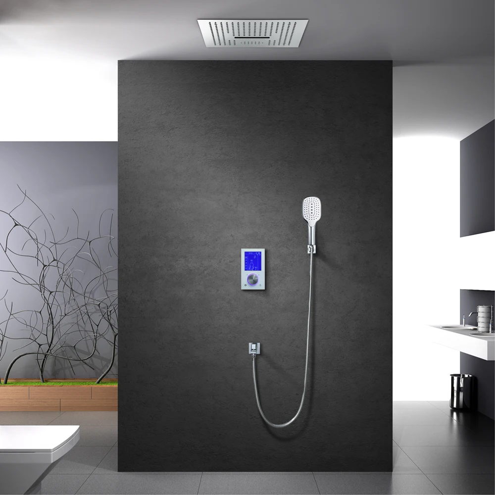 

Умные сенсорные душевые наборы для ванной комнаты, насадки для душа «Водопад», 16 дюймов, насадка для душа, Bluetooth Душевые системы