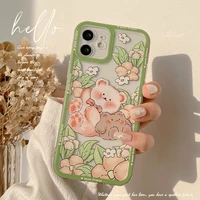 good friend bear soft silicone phone case for iphone 12 mini 11 pro max 8 7 plus x xr xsmax cute cartoon lovely conque cover