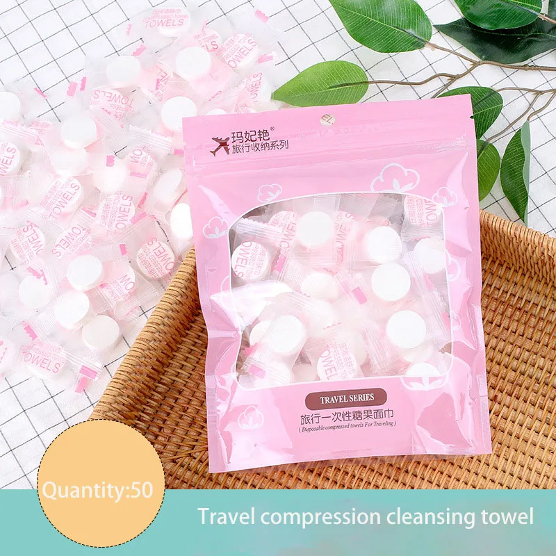 

50PCS compressed towels for travel disposable clean non-woven fabrics, high-quality towels with good water absorption effec
