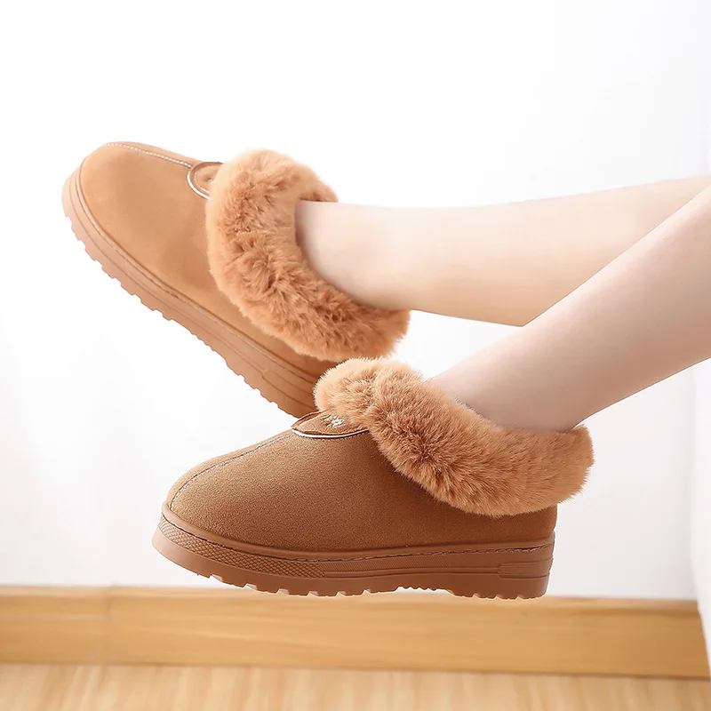 

2021 Faux Fur Winter Warm Shoes Woman Men Indoor Slippers Soft Plush Anti-slip Lovers Home Floor Slipper Cotton Slides SH08271
