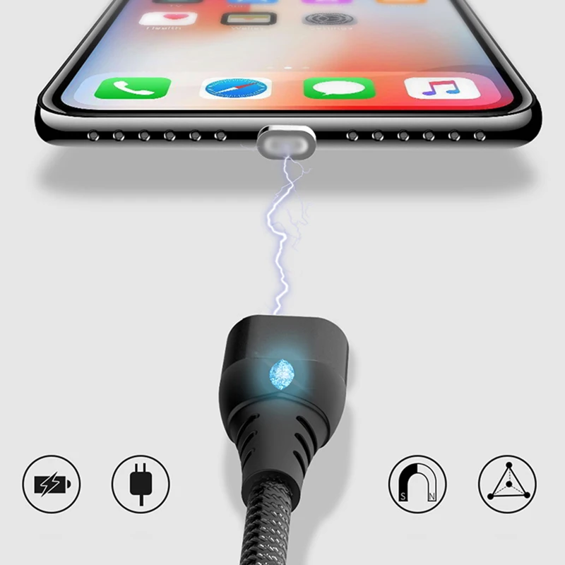 IONCT 3A Быстрая зарядка Магнитный кабель для передачи данных для iPhone samsung Android Шнур кабель провода телефонной магнитное зарядное устройство Тип C Micro USB кабель для передачи данных