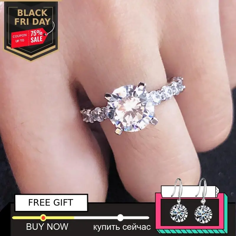 9*9mm round cut Diamond Ring not fake S925 sterling silver fine wedding proposal citrine sapphire amethyst ruby coloured diamond