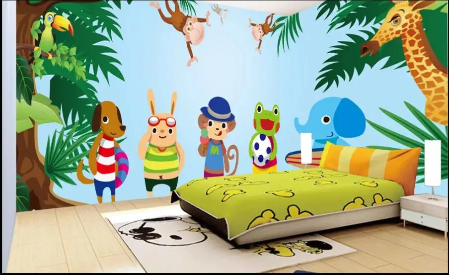 

3d настенная бумага под заказ фото мультфильм Лес Животные игры для детской комнаты домашний Декор 3d настенные фрески обои для стен 3 d