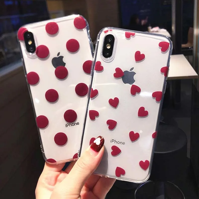 Прозрачный бордовый чехол для телефона s iphone XS Max XR X 8 7 6 6S Plus 5 5S SE в горошек с