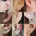 Женские винтажные богемные серьги-подъемники, украшение в стиле бохо с растительными листьями, цветочками и жемчужинами для ползания ушей, свадебная бижутерия