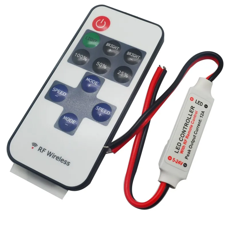 Беспроводной Радиочастотный мини диммер для одноцветной светодиодной ленты 20