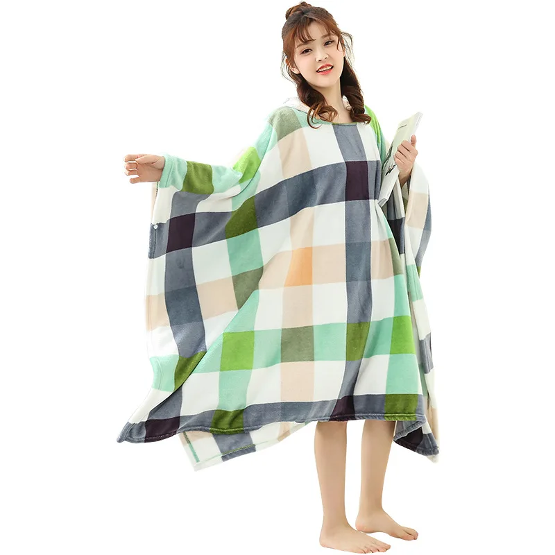 

Winter Thick Sofa Comfy TV Blanket Hoodie Sweatshirt Weighted Throw Blanket Fuzzy Fleece Plaid Blanket Fleece Blanket Adult Kids