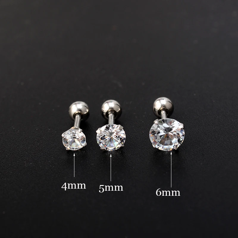 1 пара сережек Для Пирсинга Ушей серьги гвоздики для девочек с кристаллами