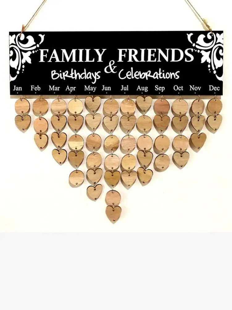 Новогодний деревянный календарь в деревенском стиле список семейных друзей