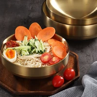 stainless steel golden instant noodle bowl lamian noodles bowl double korean noodle bowl noodle bowl oversized soup bowl