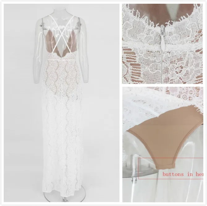 Женское кружевное платье с разрезом повседневное осеннее макси глубоким v