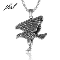jhsl stainless steel men statement animal bird eagle pendant necklace chain silver color fashion jewelry dropship wholesale