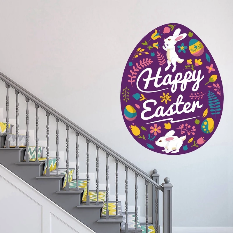 Пасхальные граффити наклейки на стену счастливые Мультяшные яйца домашний декор