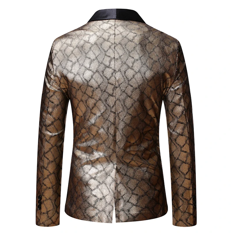 

Men Blazer Casual Wedding Party Perform Singers Blazers Jacket One Button Gold Blazer Suits for Men