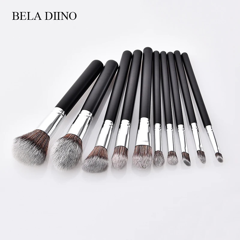 Черная деревянная ручка набор кистей для макияжа мягкий нейлон основа волос